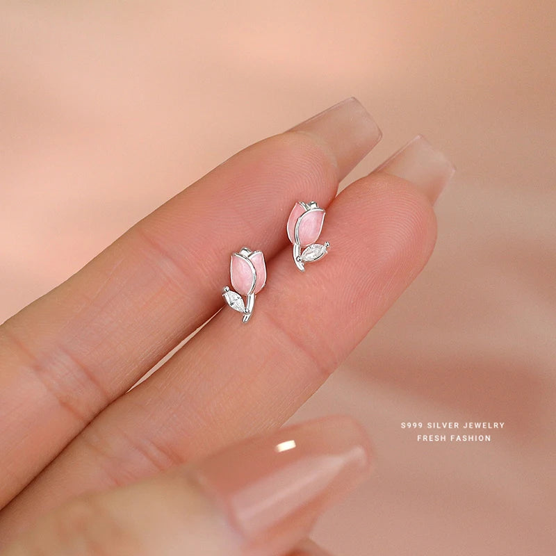 Pink Flower Mini Earring