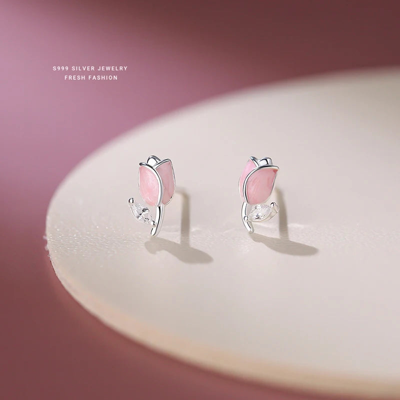 Pink Flower Mini Earring
