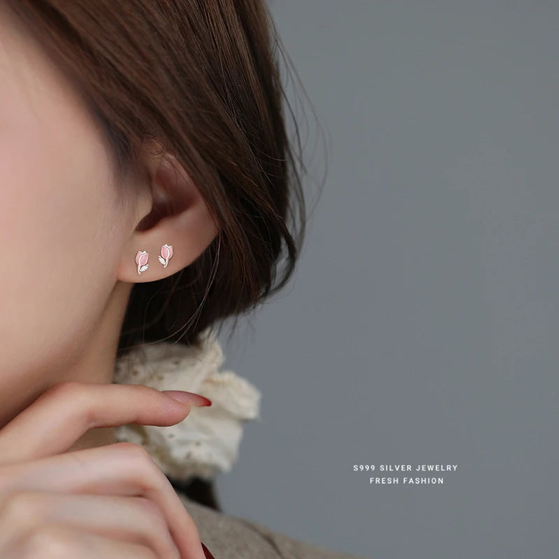 Pink Flower Mini Earring