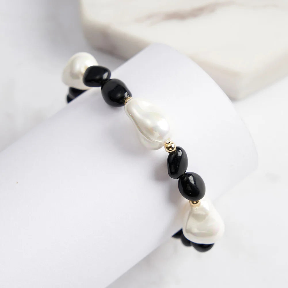 Black Oval Edge Obsidian Bracelet