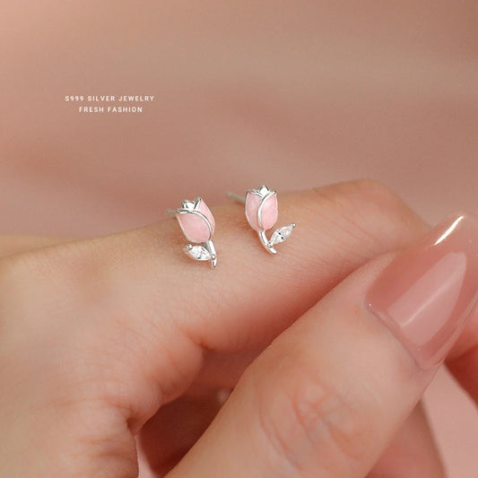 Pink Flower Mini Earring