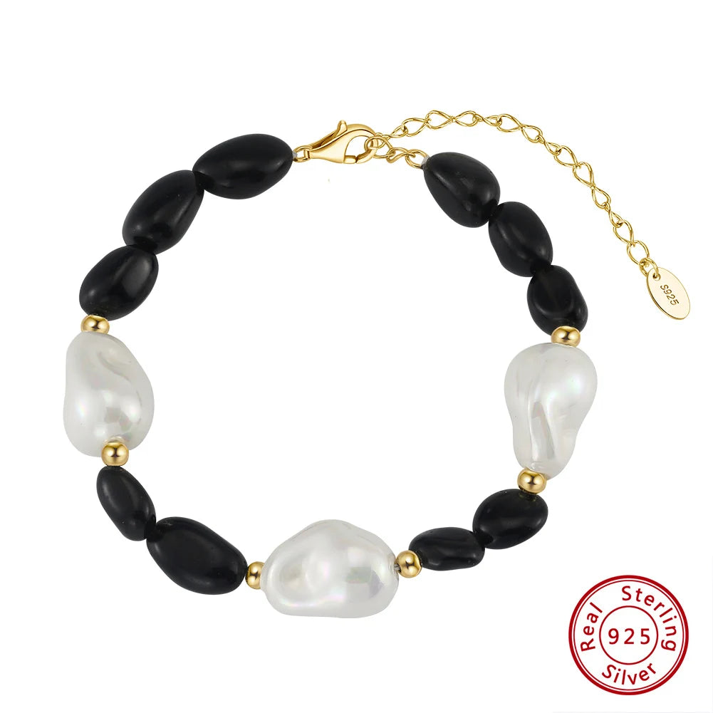 Black Oval Edge Obsidian Bracelet